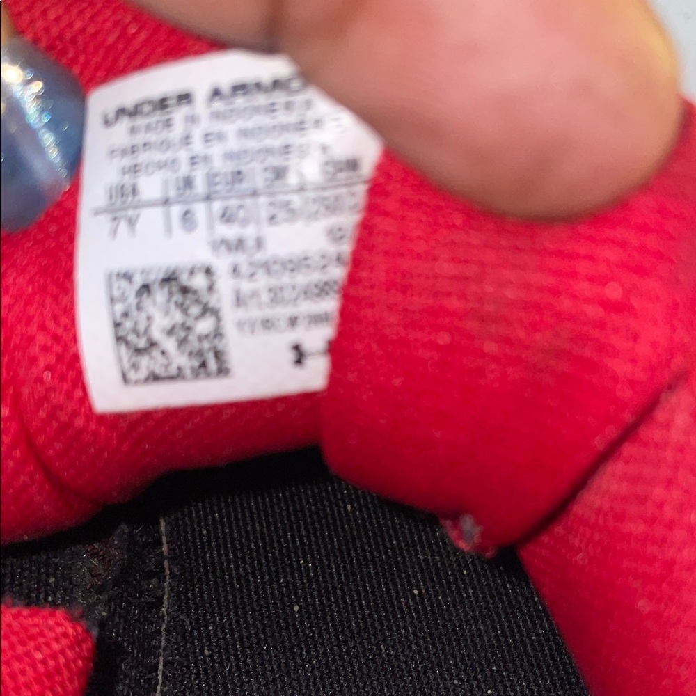 Under Armour Kids Red and Black Sneakers - Picture 2 of 3